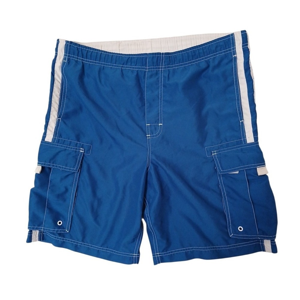 Ocean Pacific OP Long Baggy Swim Board Shorts Trunks Men 36 Bl Cargo Surf Beach